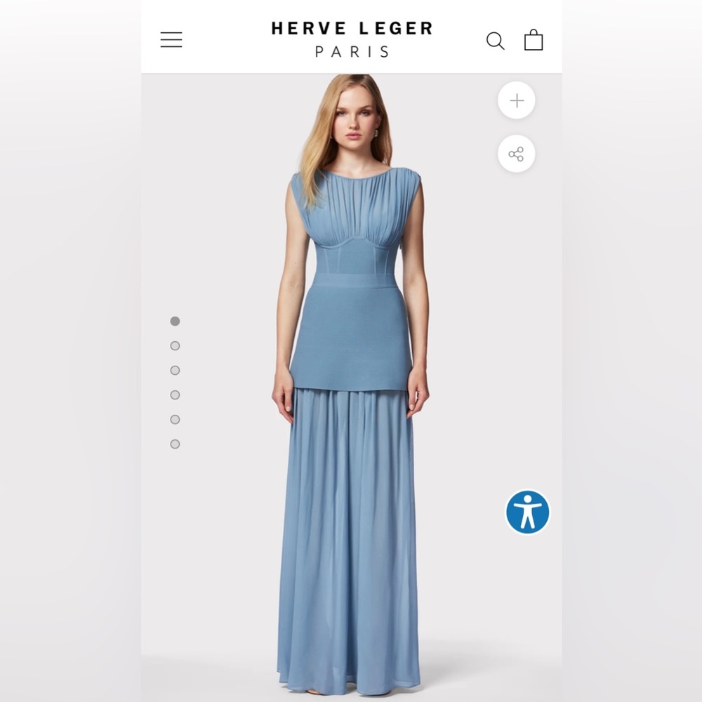 NWT Herve Leger Milano Corset Gown Blue/Gray Size XS